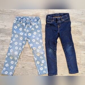 Gap Kids 5T GUC Jeggings Set - Floral Blue and Dark Blue